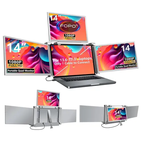FOPO 14" 60Hz FHD IPS Tri-Screen Portable Monitor